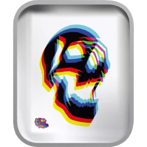 CMYK Skull rolling tray - original four-color process skull artwork