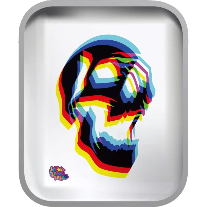 CMYK Skull rolling tray - original four-colour process skull artwork